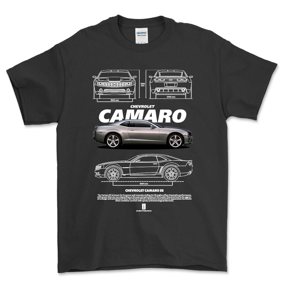 Chevrolet Camaro - Unisex T-Shirt , Bomuld-Beklædning-Chevrolet-Sort-S-Forside-Garage Culture Shop- garage - man cave - merchandise