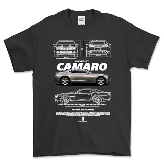 Chevrolet Camaro - Unisex T-Shirt , Bomuld-Beklædning-Chevrolet-Sort-S-Forside-Garage Culture Shop- garage - man cave - merchandise