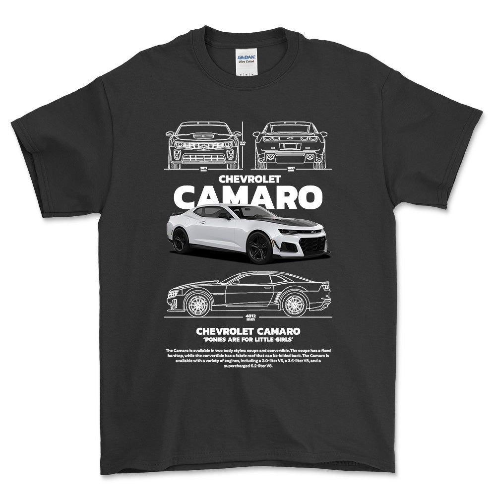 Chevrolet Camaro - Unisex T-Shirt , Bomuld-Beklædning-Chevrolet-Sort-S-Forside-Garage Culture Shop- garage - man cave - merchandise