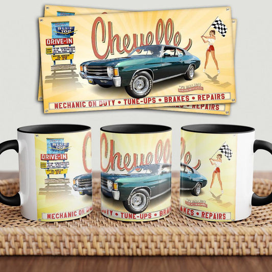 Chevrolet Chevelle "To Toner" Vintage Keramisk Krus-Krus-Chevrolet-Garage Culture Shop- garage - man cave - merchandise
