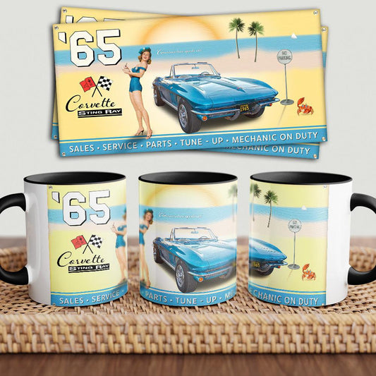 Chevrolet Corvette 65 "To Toner" Vintage Keramisk Krus-Krus-Chevrolet-Garage Culture Shop- garage - man cave - merchandise