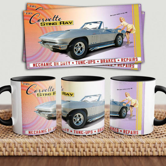 Chevrolet Corvette 66 "To Toner" Vintage Keramisk Krus-Krus-Chevrolet-Garage Culture Shop- garage - man cave - merchandise