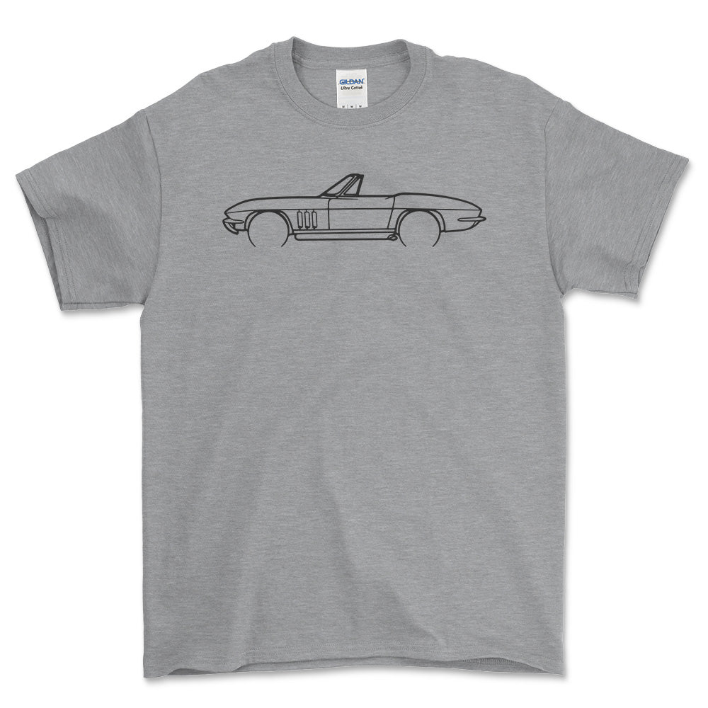 Chevrolet Corvette C3 1966 Outline - Unisex T-Shirt , Bomuld-Beklædning-Chevrolet-Grå Sport-S-Garage Culture Shop- garage - man cave - merchandise