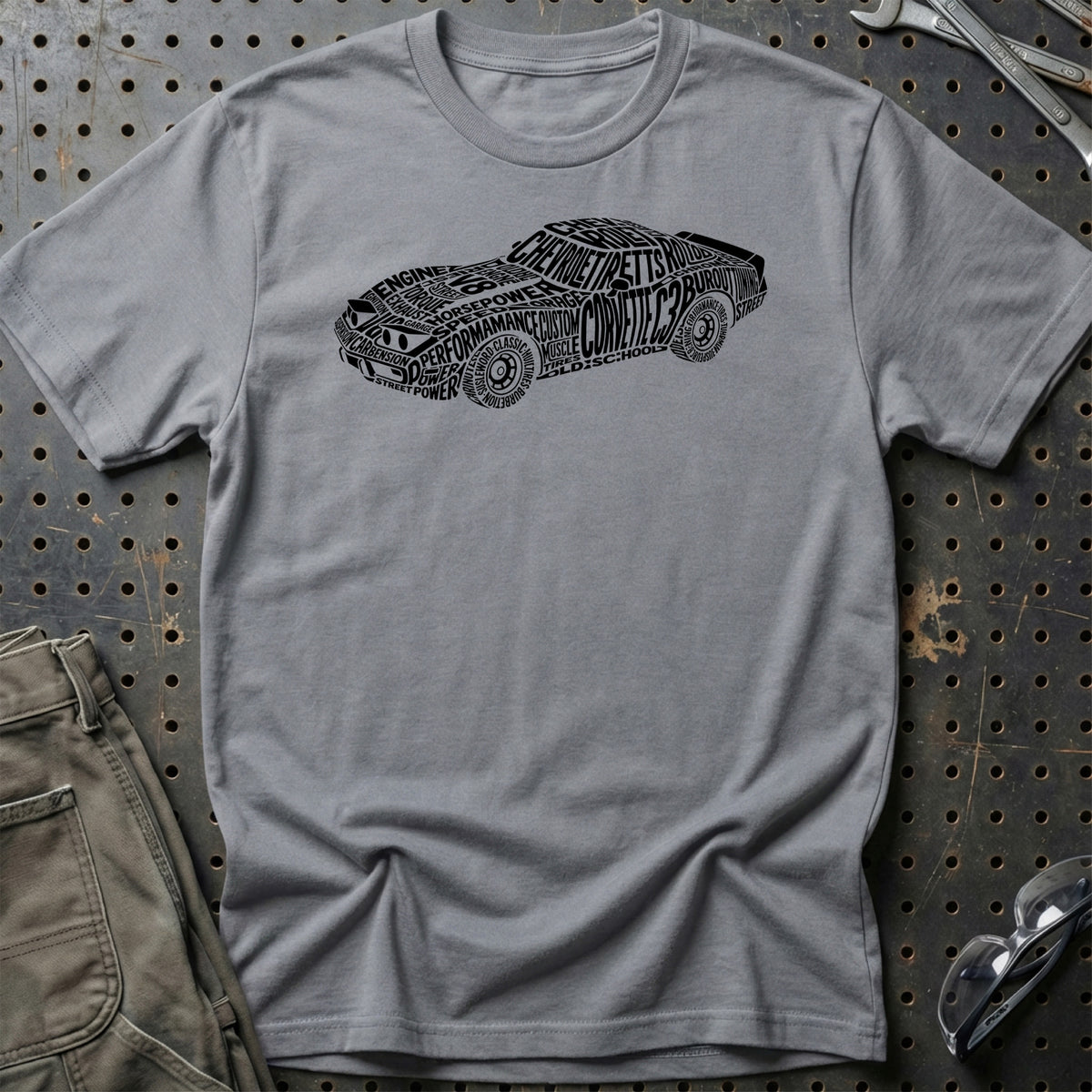 
Chevrolet Corvette C3 Old School Typography T-Shirt – Grå Sport