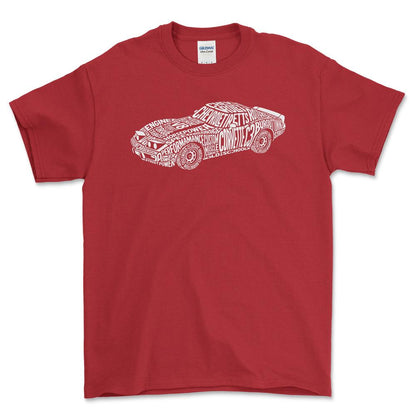 Chevrolet Corvette C3 Old School Typography - Unisex T-Shirt-Beklædning-Chevrolet-Rød-S-Forside-Garage Culture Shop- garage - man cave - merchandise
