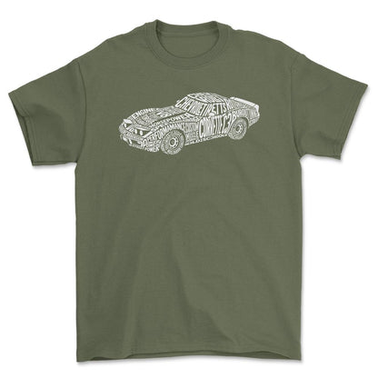 Chevrolet Corvette C3 Old School Typography - Unisex T-Shirt-Beklædning-Chevrolet-Grøn Militær-S-Forside-Garage Culture Shop- garage - man cave - merchandise