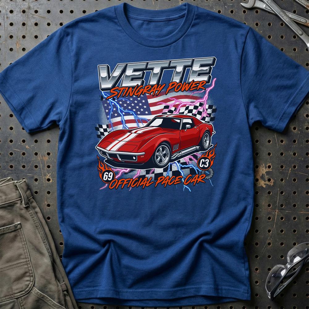 Chevrolet Corvette C3 Stingray - Unisex T-Shirt-Beklædning-Chevrolet-Blå Royal-S-Garage Culture Shop- garage - man cave - merchandise