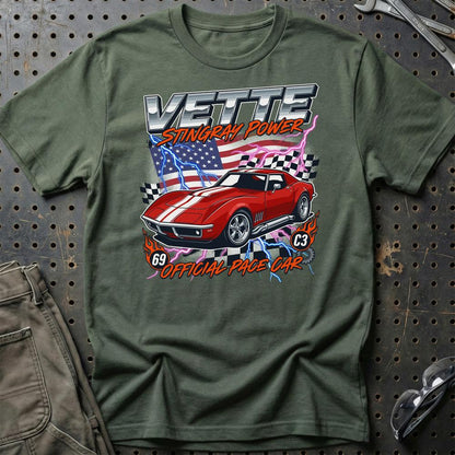 Chevrolet Corvette C3 Stingray - Unisex T-Shirt-Beklædning-Chevrolet-Grøn Militær-S-Garage Culture Shop- garage - man cave - merchandise