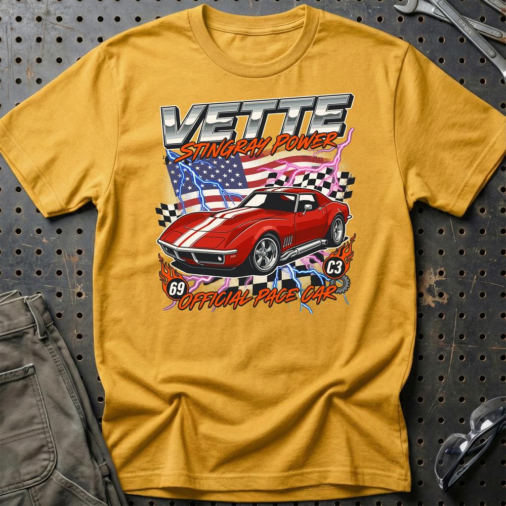 Chevrolet Corvette C3 Stingray - Unisex T-Shirt-Beklædning-Chevrolet-Guld-S-Garage Culture Shop- garage - man cave - merchandise