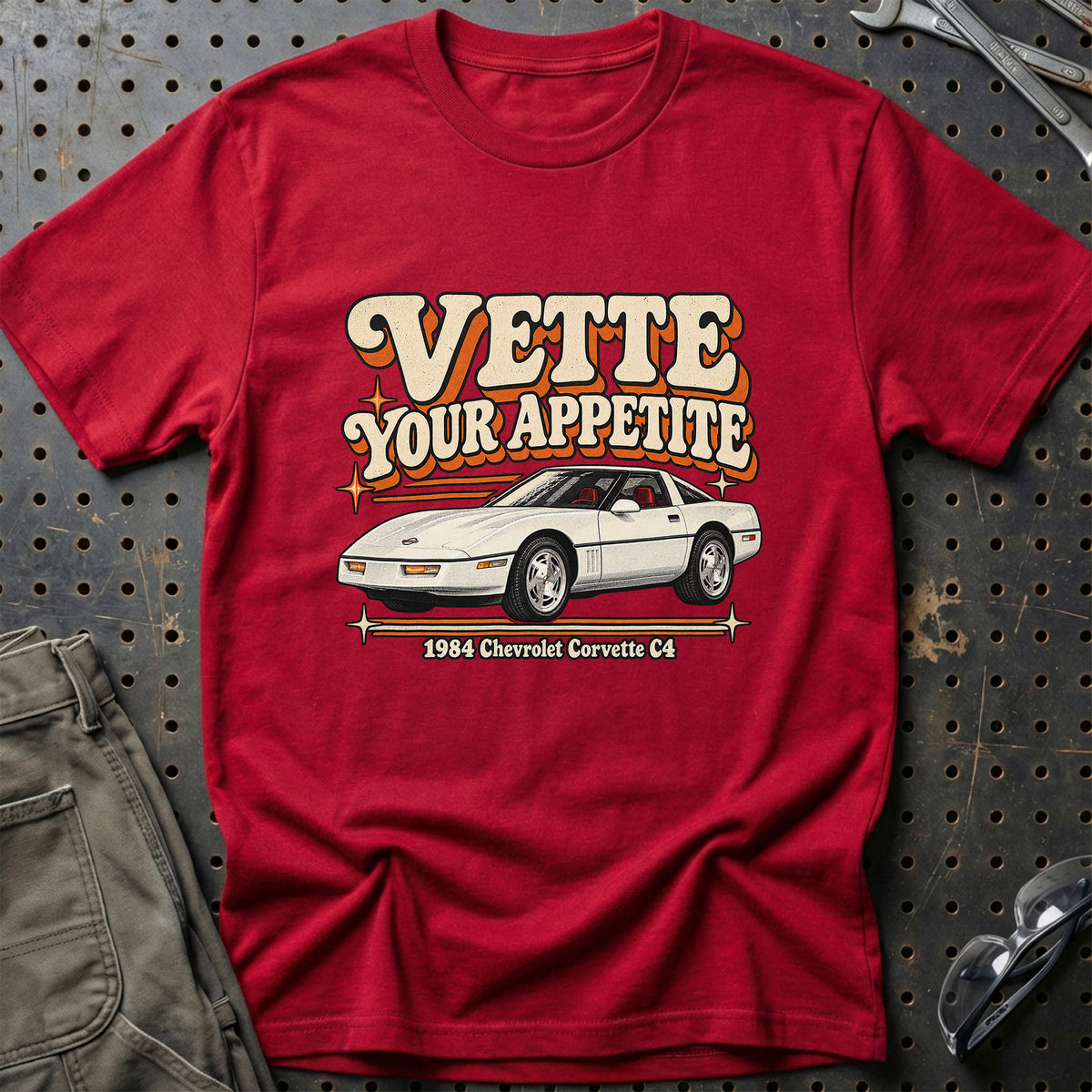 
Chevrolet Corvette C4 1984 – Vette Your Appetite T-Shirt – Rød