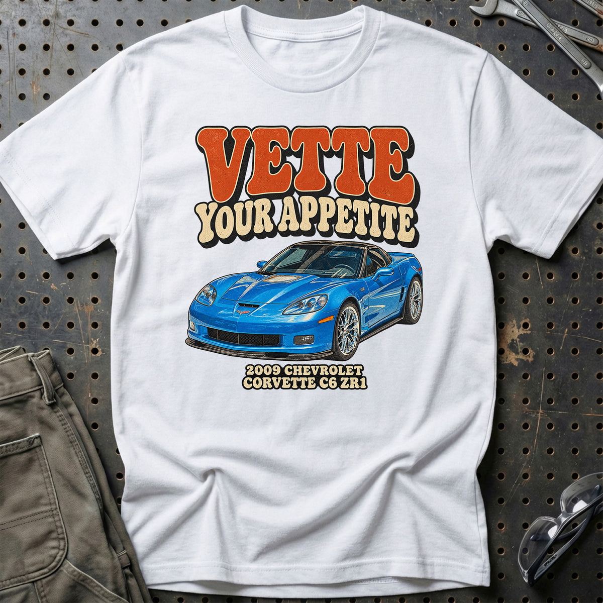 
Chevrolet Corvette C6 ZR1 2009 – Vette Your Appetite T-Shirt – Hvid