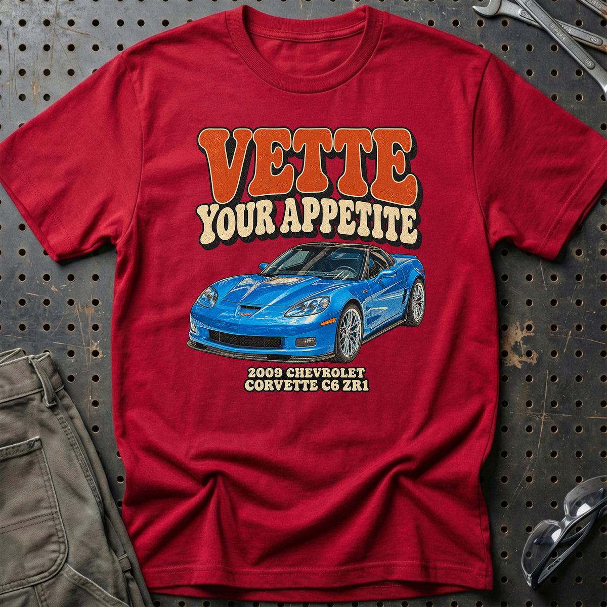 
Chevrolet Corvette C6 ZR1 2009 – Vette Your Appetite T-Shirt – Rød