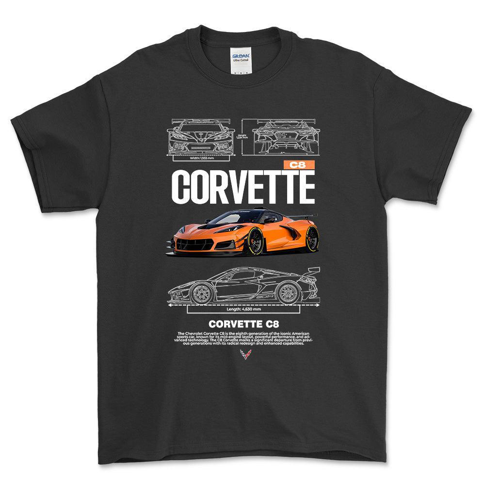 Chevrolet Corvette C8 - Unisex T-Shirt , Bomuld-Beklædning-Chevrolet-Sort-S-Garage Culture Shop- garage - man cave - merchandise