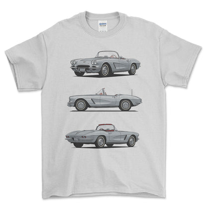 Chevrolet Corvette Convertible 1962 - Unisex T-Shirt-Beklædning-Chevrolet-Hvid-S-Forside-Garage Culture Shop- garage - man cave - merchandise