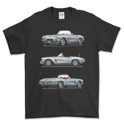 Chevrolet Corvette Convertible 1962 - Unisex T-Shirt-Beklædning-Chevrolet-Sort-S-Forside-Garage Culture Shop- garage - man cave - merchandise