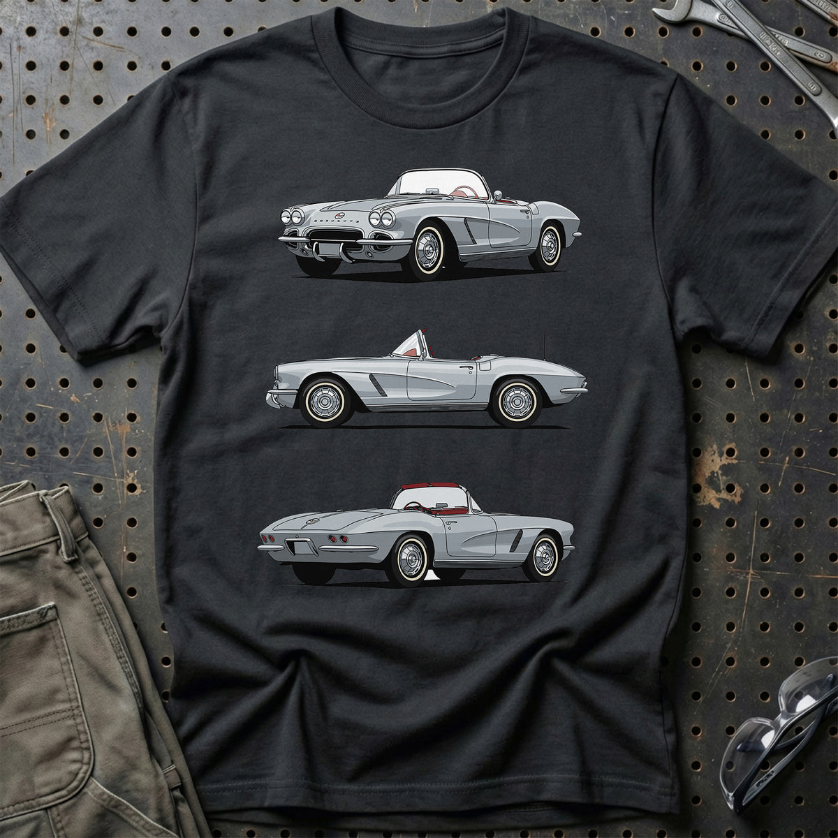 
Chevrolet Corvette Convertible 1962 Unisex T-Shirt – Sort – print foran
