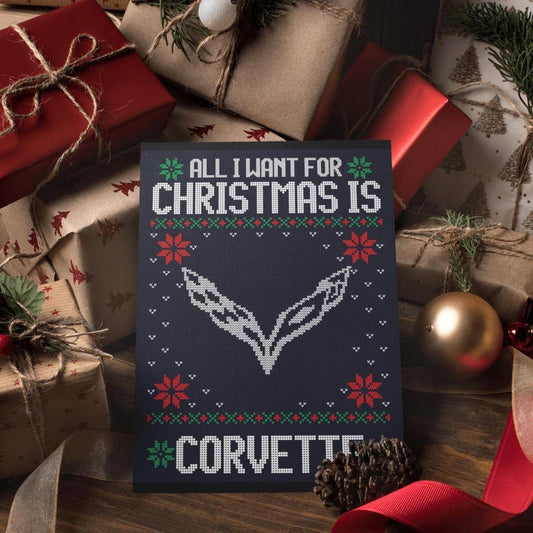 Chevrolet Corvette Juleskilte All I Want For Christmas Is Skilte, Musemåtte, Dørmåtte , Plakat-Skilte-Chevrolet-Garage Culture Shop- garage - man cave - merchandise