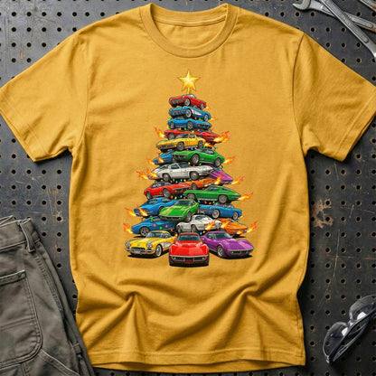 Chevrolet Corvette Juletræ Christmas Tree - Unisex T-Shirt-Beklædning-Chevrolet-Guld-S-Garage Culture Shop- garage - man cave - merchandise