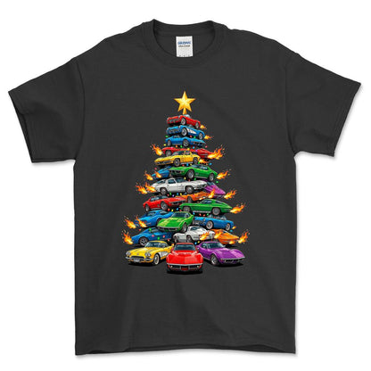 Chevrolet Corvette Juletræ Christmas Tree - Unisex T-Shirt-Beklædning-Chevrolet-Sort-S-Forside-Garage Culture Shop- garage - man cave - merchandise