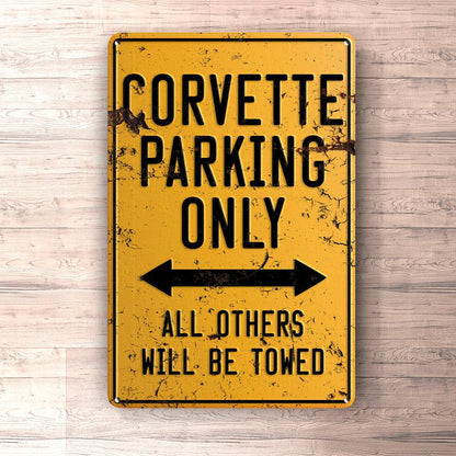 Chevrolet Corvette Parking Only Skilte, Musemåtte, Dørmåtte , Plakat-Parking skilte-Chevrolet-Garage Culture Shop- garage - man cave - merchandise