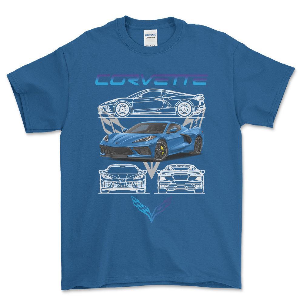 Chevrolet Corvette T-Shirt-Beklædning-Chevrolet-Blå Royal-S-Garage Culture Shop- garage - man cave - merchandise
