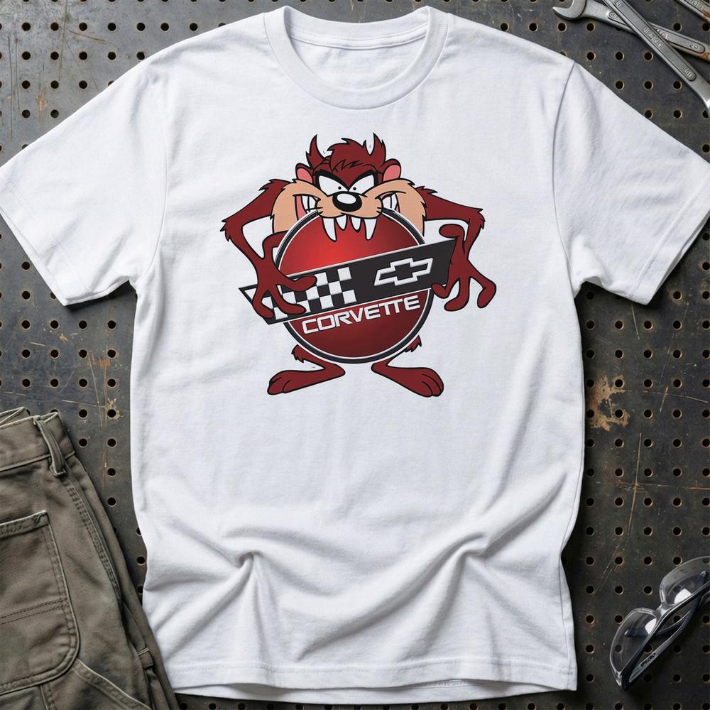 Chevrolet Corvette TAZ T-Shirt-Beklædning-Chevrolet-Hvid-S-Garage Culture Shop- garage - man cave - merchandise