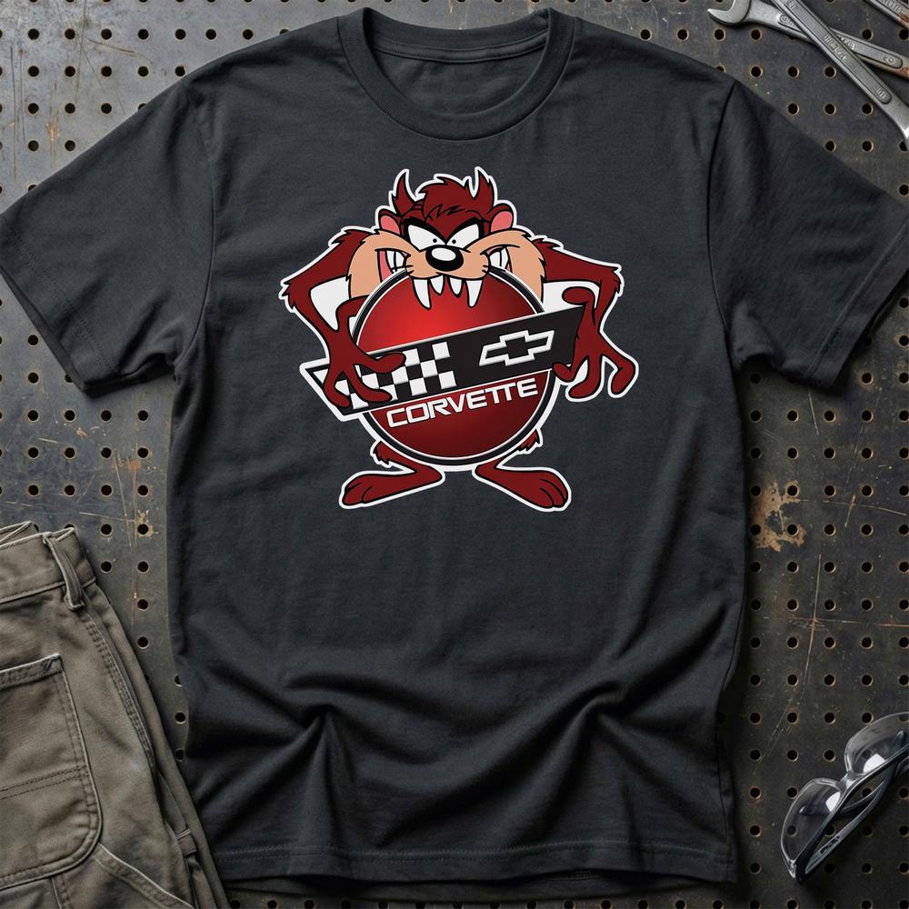 Chevrolet Corvette TAZ T-Shirt-Beklædning-Chevrolet-Sort-S-Garage Culture Shop- garage - man cave - merchandise