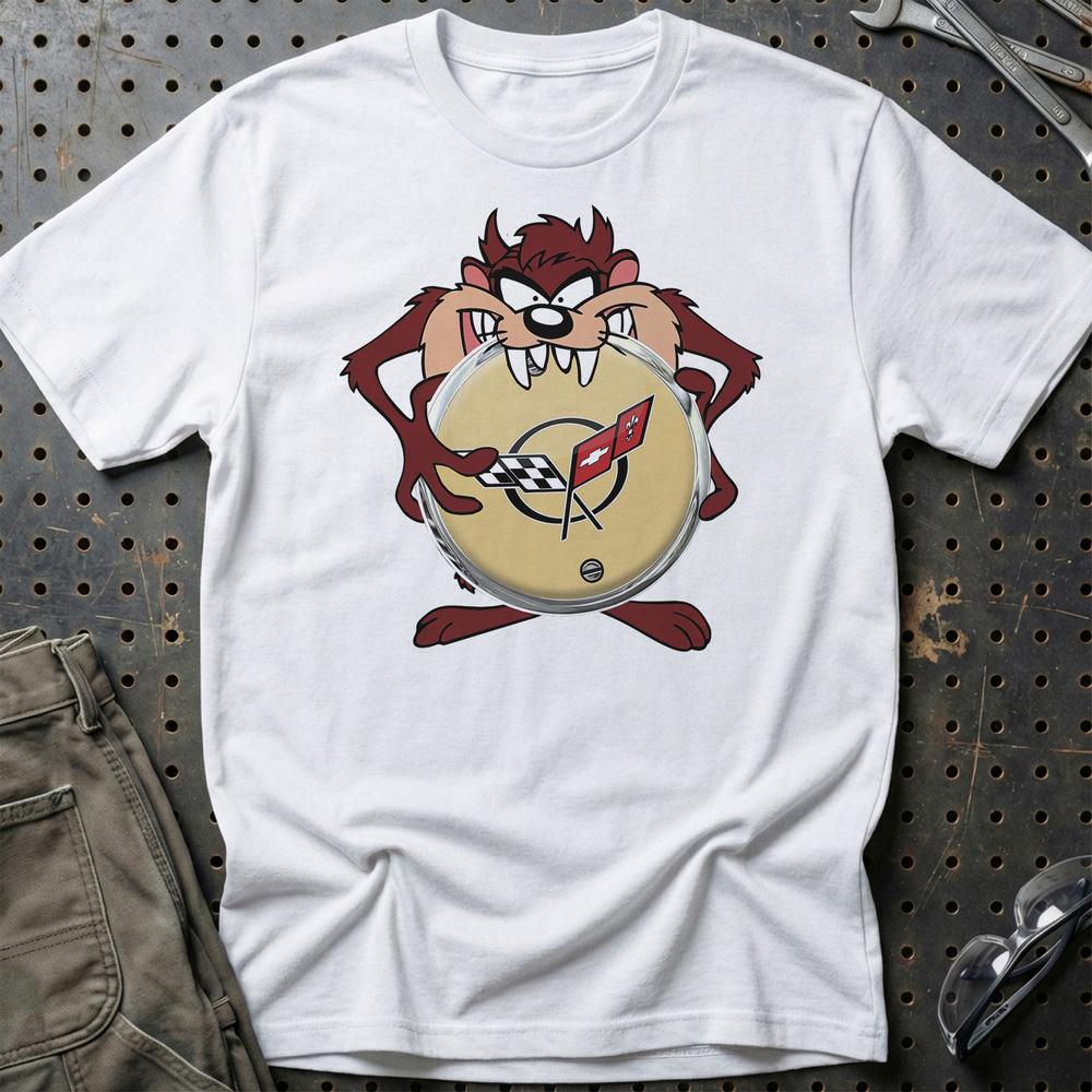 Chevrolet Corvette TAZ Unisex T-Shirt , Bomuld-Beklædning-Chevrolet-Hvid-S-Garage Culture Shop- garage - man cave - merchandise