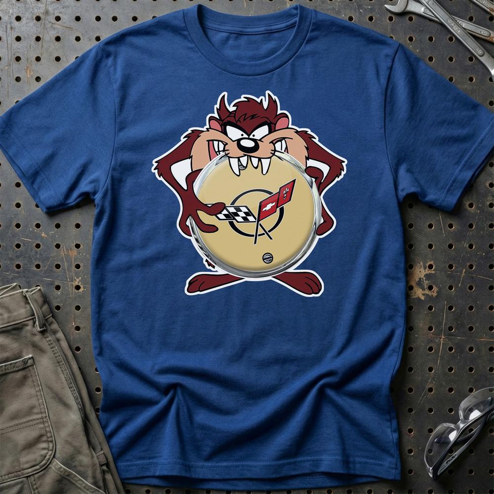 Chevrolet Corvette TAZ Unisex T-Shirt , Bomuld-Beklædning-Chevrolet-Blå Royal-S-Garage Culture Shop- garage - man cave - merchandise