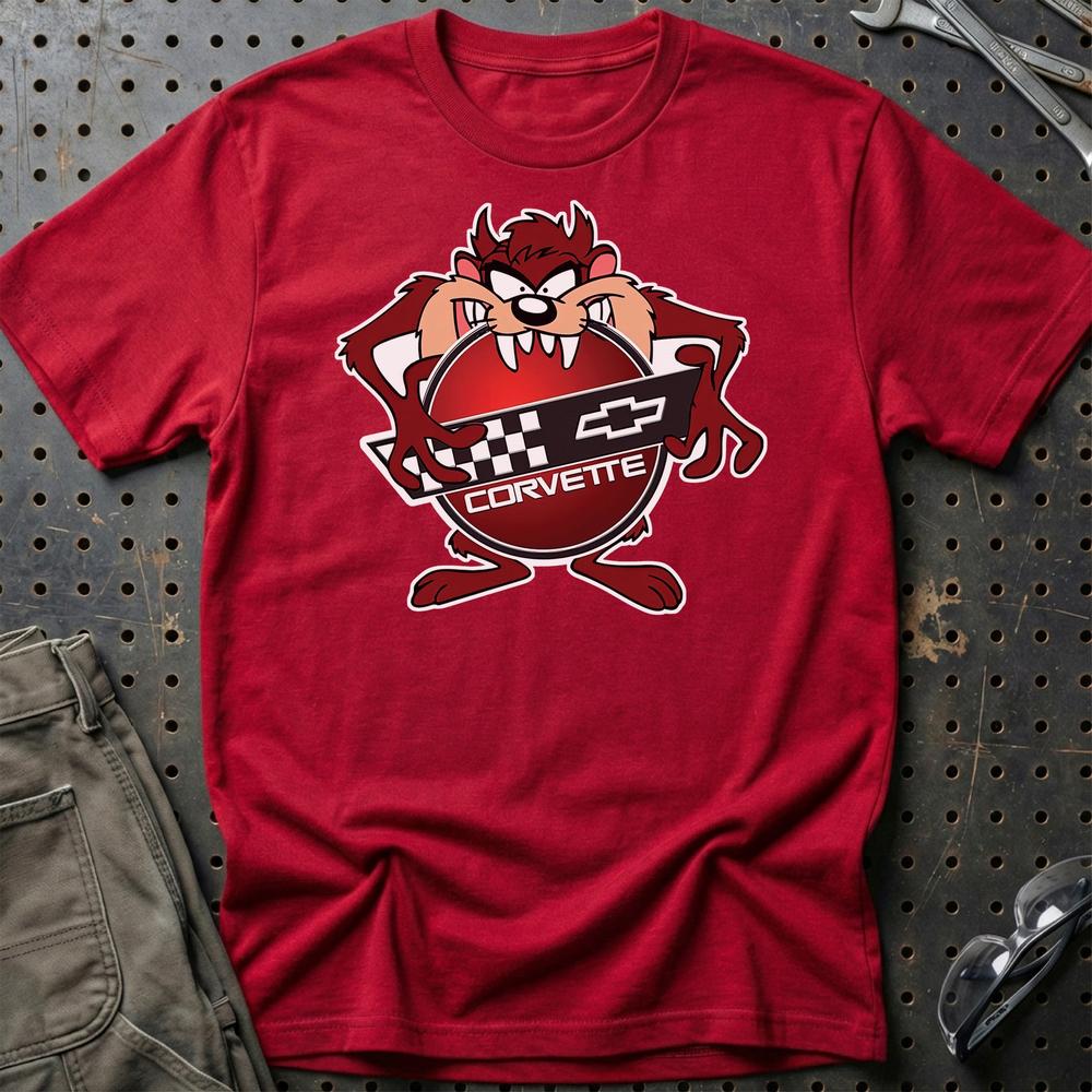 Chevrolet Corvette TAZ Unisex T-Shirt , Bomuld-Beklædning-Chevrolet-Rød-S-Garage Culture Shop- garage - man cave - merchandise