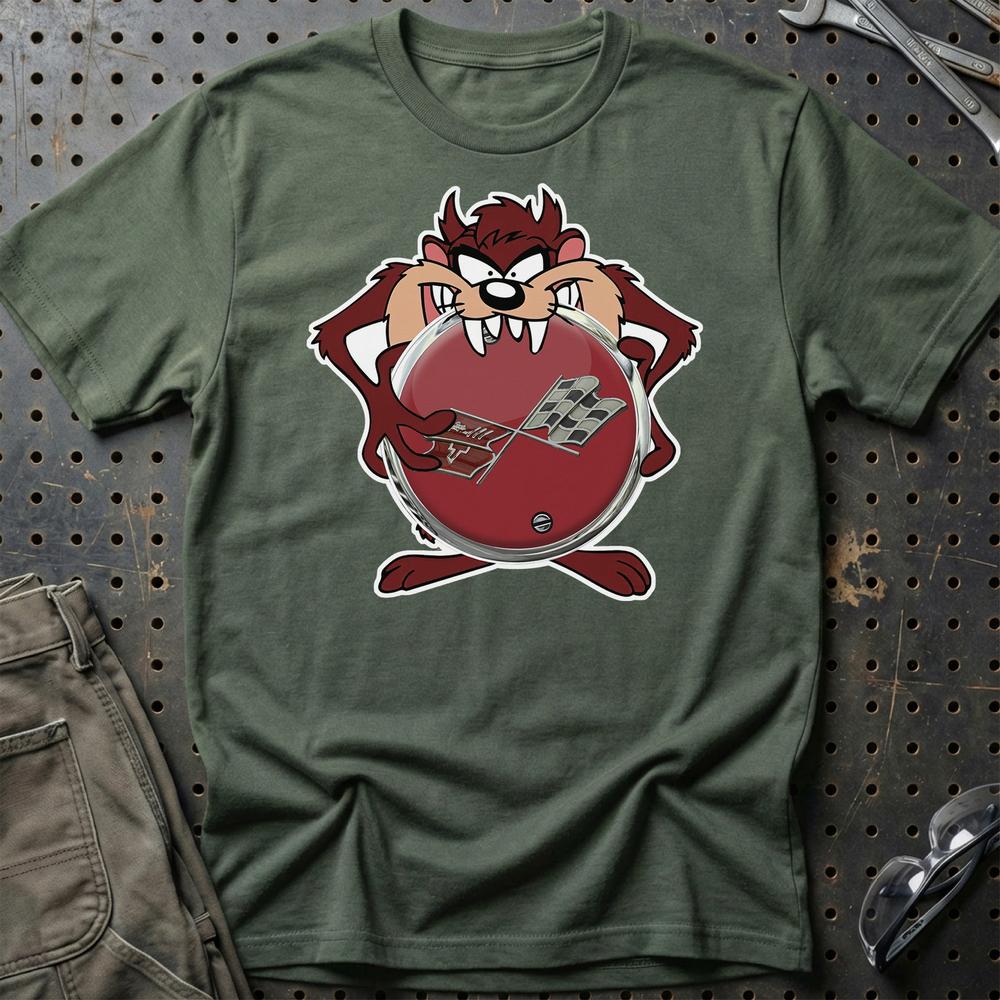 Chevrolet Corvette TAZ Unisex T-Shirt , Bomuld-Beklædning-Chevrolet-Grøn Militær-S-Garage Culture Shop- garage - man cave - merchandise
