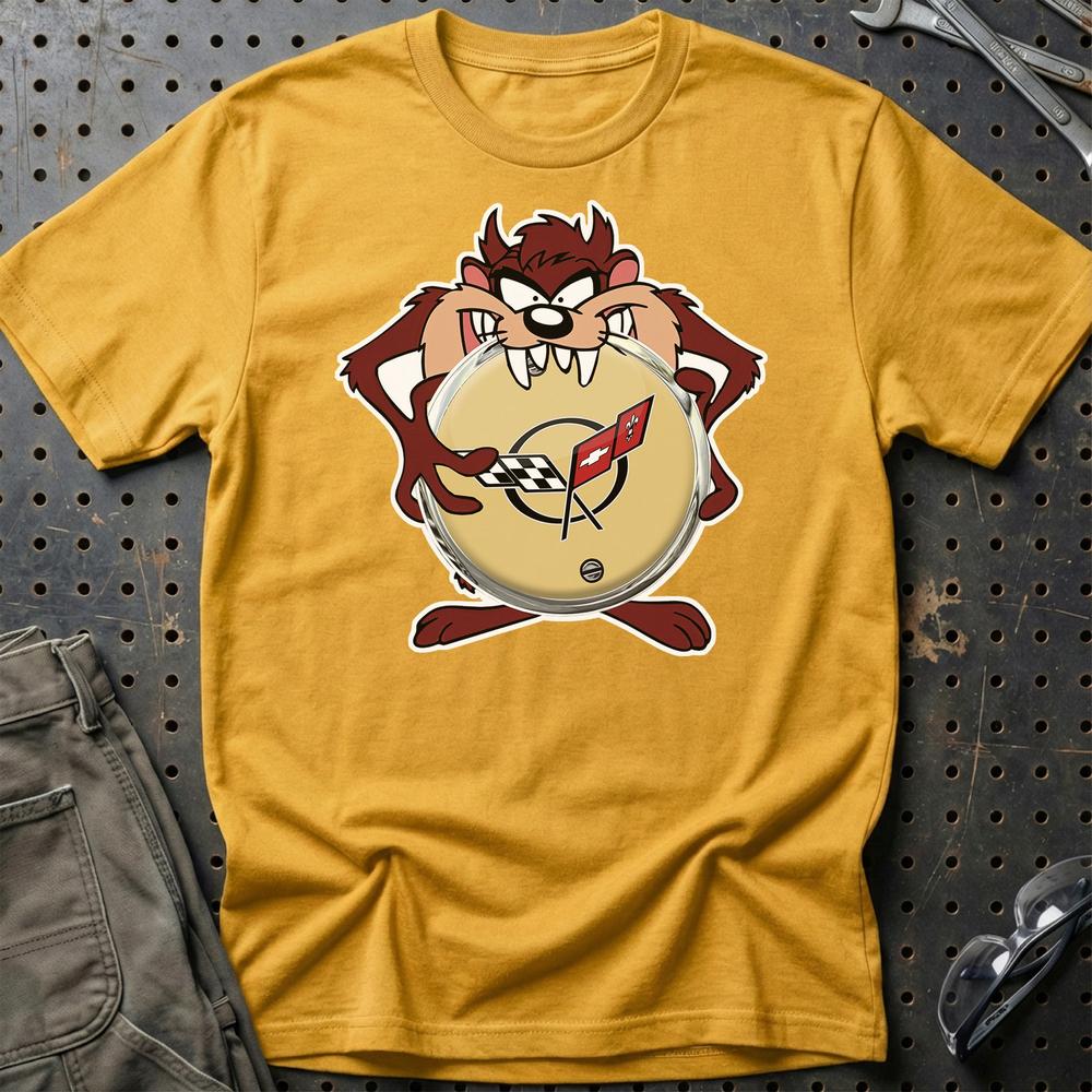 Chevrolet Corvette TAZ Unisex T-Shirt , Bomuld-Beklædning-Chevrolet-Guld-S-Garage Culture Shop- garage - man cave - merchandise