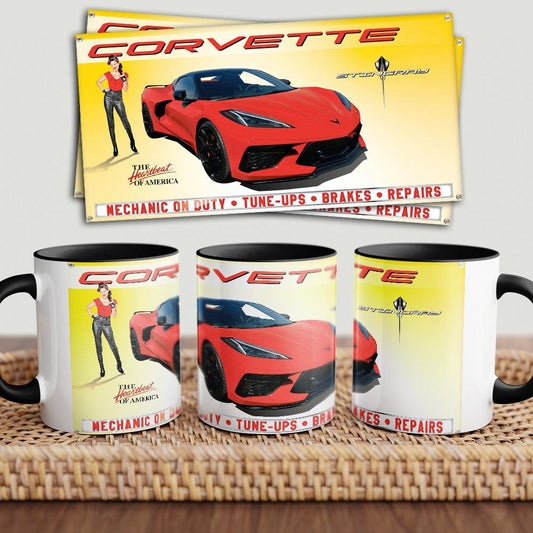 Chevrolet Corvette "To Toner" Vintage Keramisk Krus-Krus-Chevrolet-Garage Culture Shop- garage - man cave - merchandise