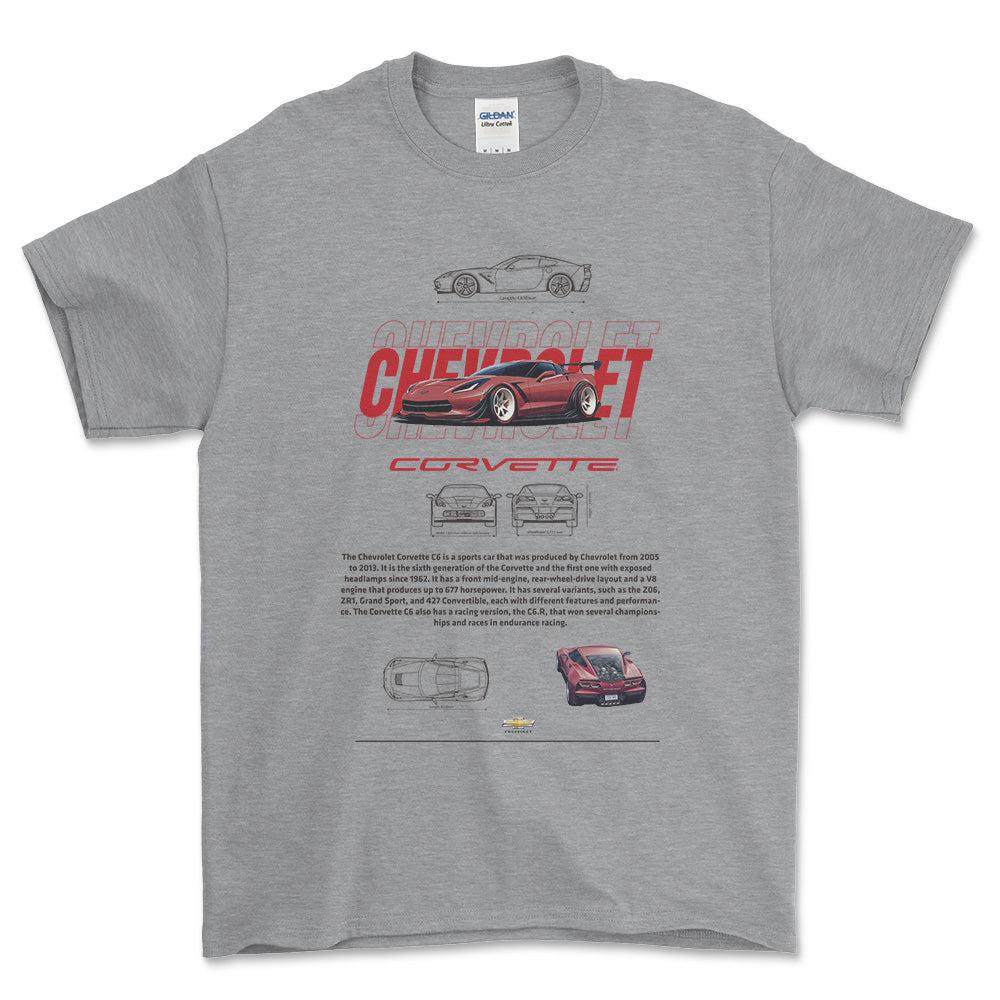 Chevrolet Corvette - Unisex T-Shirt , Bomuld-Beklædning-Chevrolet-Grå Sport-S-Forside-Garage Culture Shop- garage - man cave - merchandise