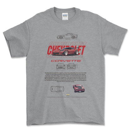 Chevrolet Corvette - Unisex T-Shirt , Bomuld-Beklædning-Chevrolet-Grå Sport-S-Forside-Garage Culture Shop- garage - man cave - merchandise
