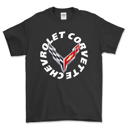 Chevrolet Corvette - Unisex T-Shirt , Bomuld-Beklædning-Chevrolet-Sort-S-Forside-Garage Culture Shop- garage - man cave - merchandise
