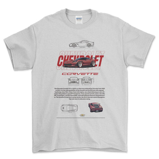 Chevrolet Corvette - Unisex T-Shirt , Bomuld-Beklædning-Chevrolet-Hvid-S-Forside-Garage Culture Shop- garage - man cave - merchandise