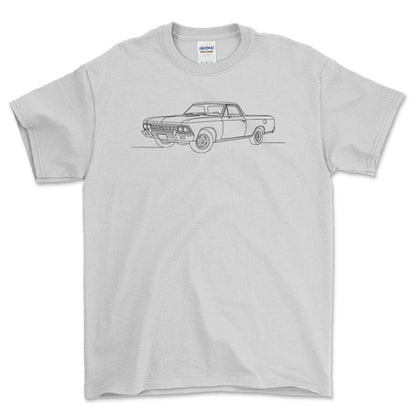 Chevrolet El Camino Second gen - One Line Style Unisex T-Shirt-Beklædning-Chevrolet-Hvid-S-Forside-Garage Culture Shop- garage - man cave - merchandise