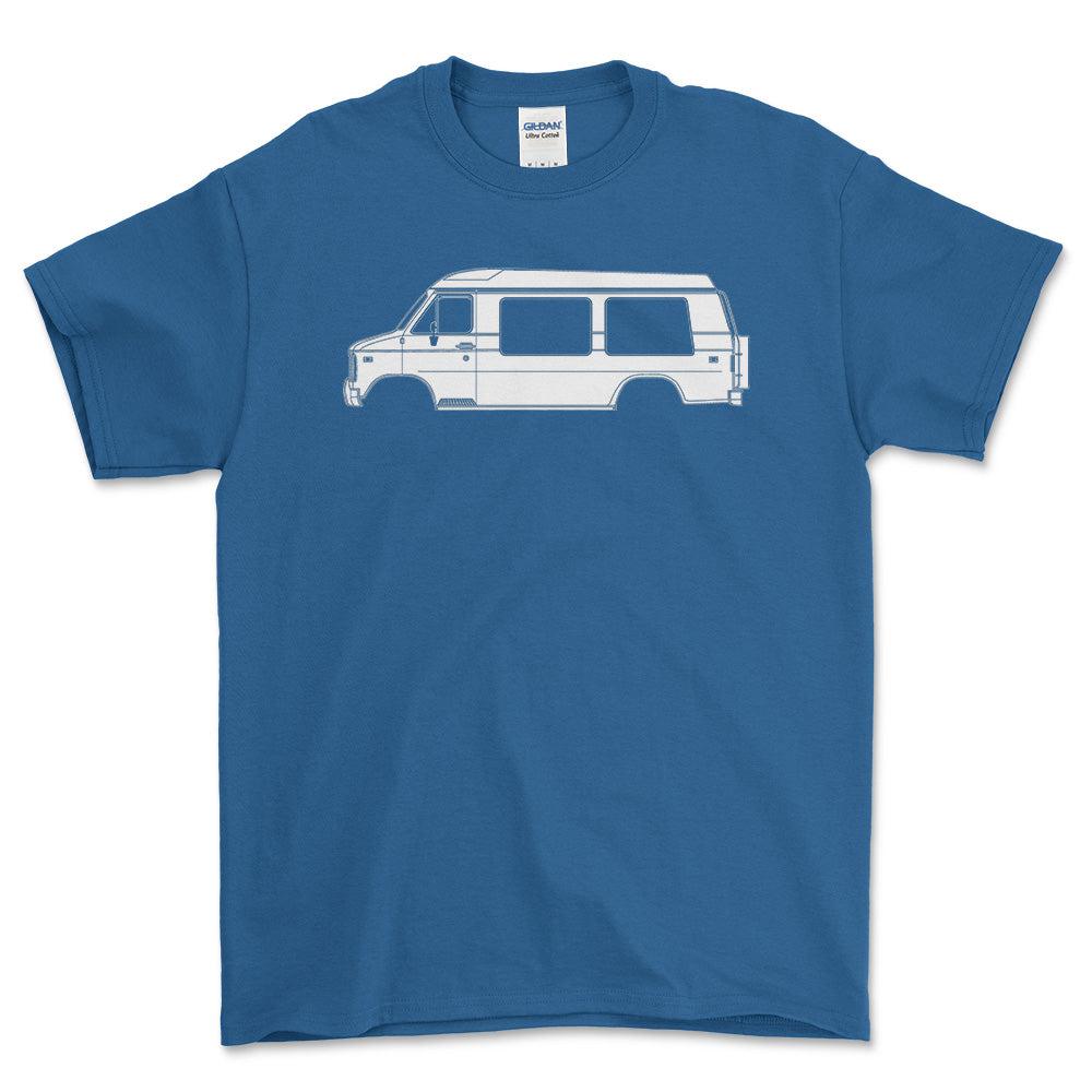 Chevrolet G20 Chevy Van Silhuet - Unisex T-Shirt , Bomuld-Beklædning-Chevrolet-Blå Royal-S-Forside-Garage Culture Shop- garage - man cave - merchandise
