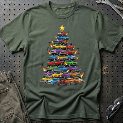 Chevrolet Juletræ Christmas Tree - Unisex T-Shirt-Beklædning-Chevrolet-Grøn Militær-S-Garage Culture Shop- garage - man cave - merchandise