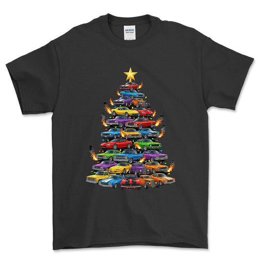 Chevrolet Juletræ Christmas Tree - Unisex T-Shirt-Beklædning-Chevrolet-Sort-S-Forside-Garage Culture Shop- garage - man cave - merchandise