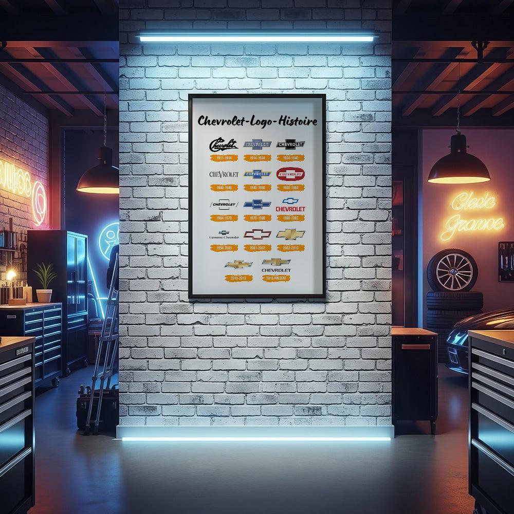 Chevrolet Logo Histoire Skilte, Musemåtte, Dørmåtte-Skilte-Chevrolet-Garage Culture Shop- garage - man cave - merchandise