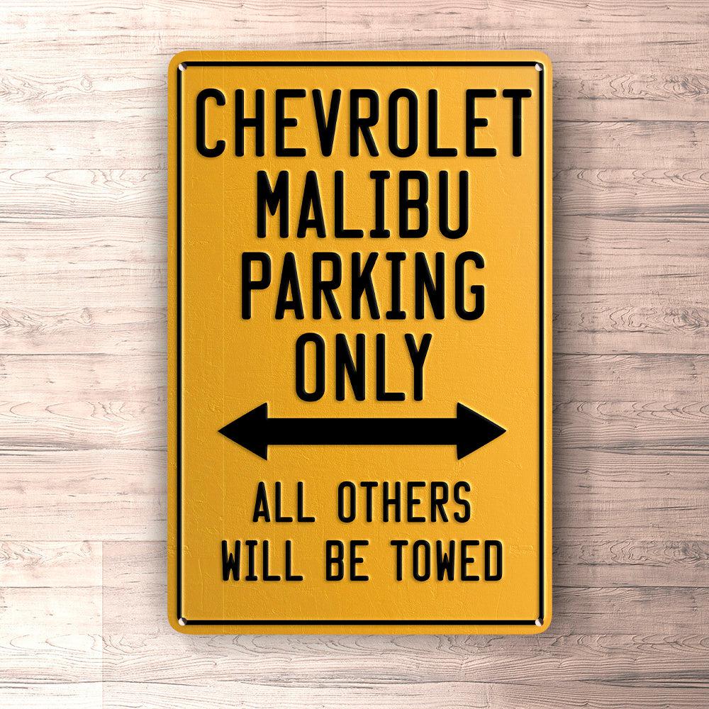 Chevrolet Malibu Parking Only Skilte, Musemåtte, Dørmåtte-Parking skilte-Chevrolet-Garage Culture Shop- garage - man cave - merchandise