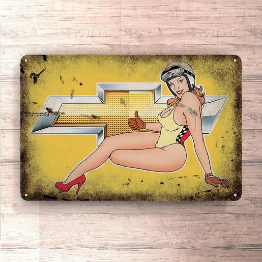 Chevrolet Pin-Up Vintage Skilte, Musemåtte, Dørmåtte , Plakat-Skilte-Chevrolet-Garage Culture Shop- garage - man cave - merchandise