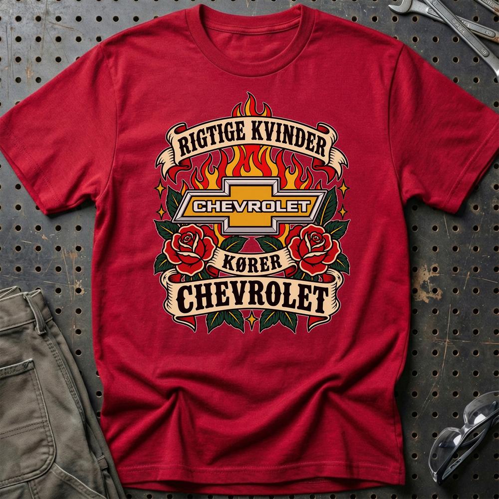 
Produktbillede af Chevrolet Rigtige Kvinder Kører – Roser og Flammer T-Shirt