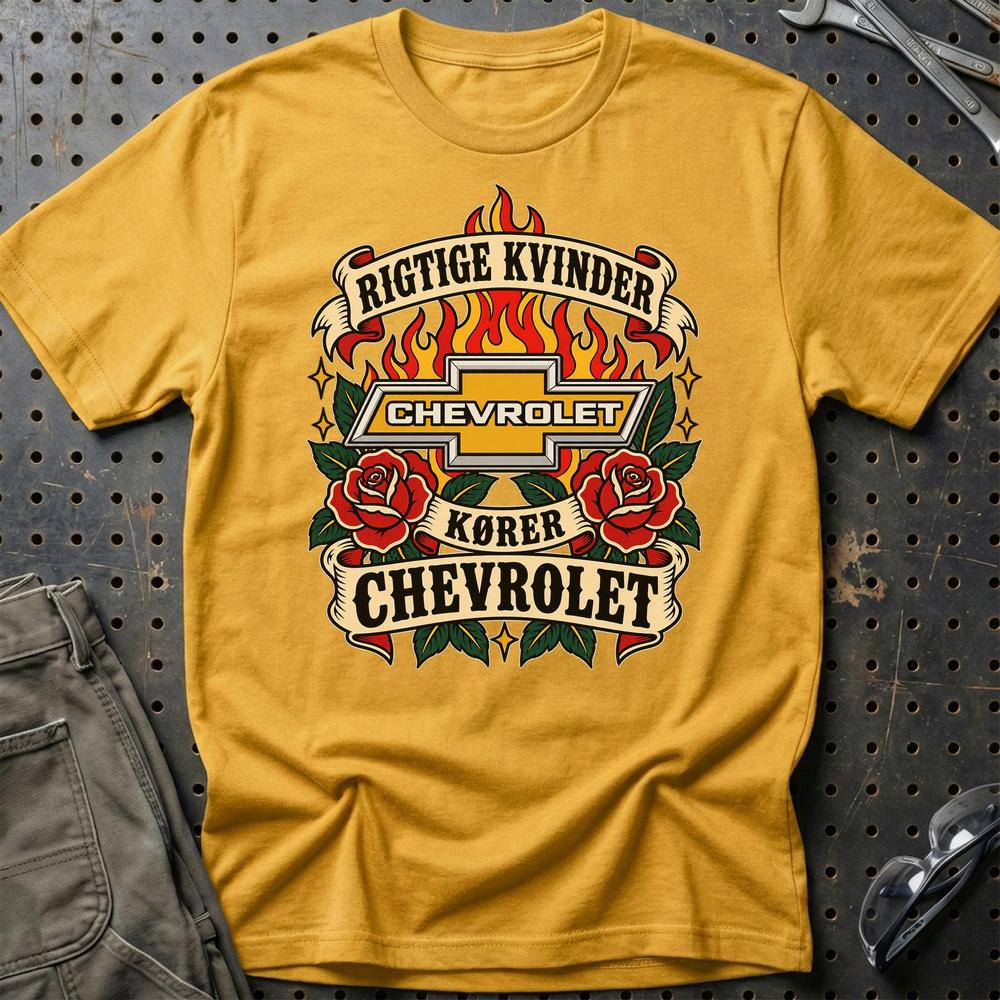 
Produktbillede af Chevrolet Rigtige Kvinder Kører – Roser og Flammer T-Shirt