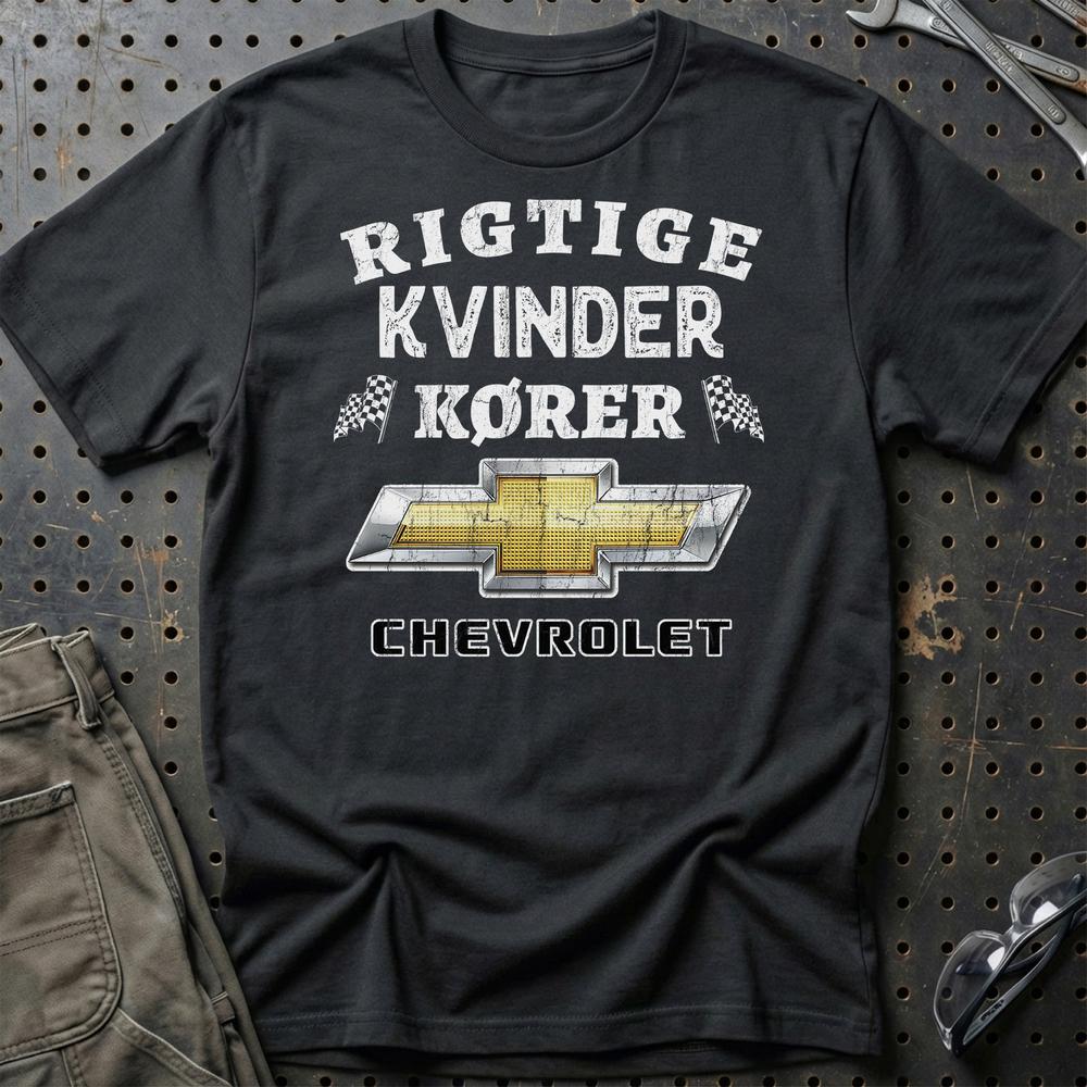 Chevrolet Rigtige Kvinder Kører T-Shirt-Beklædning-Chevrolet-Sort-S-Garage Culture Shop- garage - man cave - merchandise