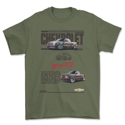 Chevrolet S10 - Unisex T-Shirt , Bomuld-Beklædning-Chevrolet-Grøn Militær-S-Forside-Garage Culture Shop- garage - man cave - merchandise