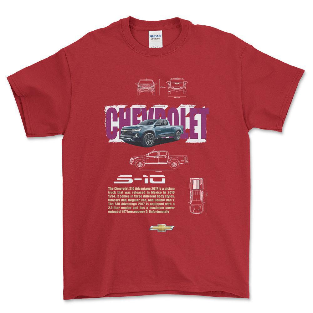 Chevrolet S10 - Unisex T-Shirt , Bomuld-Beklædning-Chevrolet-Rød-S-Forside-Garage Culture Shop- garage - man cave - merchandise
