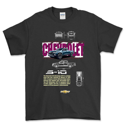 Chevrolet S10 - Unisex T-Shirt , Bomuld-Beklædning-Chevrolet-Sort-S-Forside-Garage Culture Shop- garage - man cave - merchandise